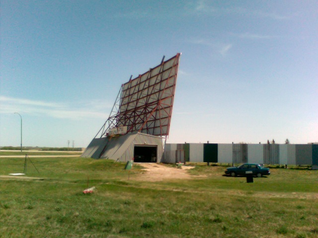 outdoor theater near Saskatoon, Saskatchewan that looks like wind dam